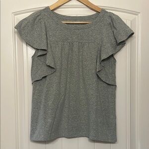 LOFT Sage Ruffled Cap Sleeve Blouse